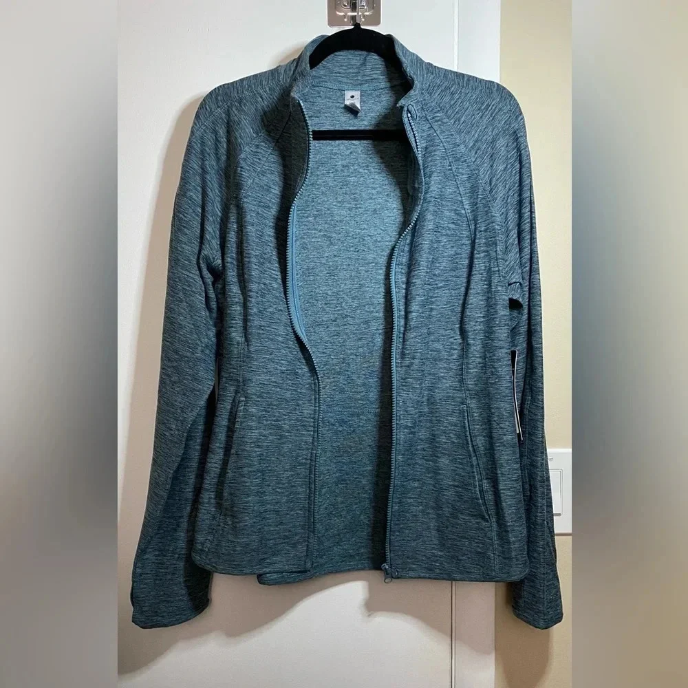 NWT Yogalicious Lux Heather Blue Flared Bottom Zip Up Size XXL